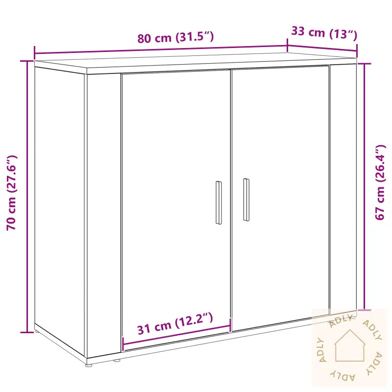 Skap Svart Eik 80X33X70 Cm Ingeniørtre