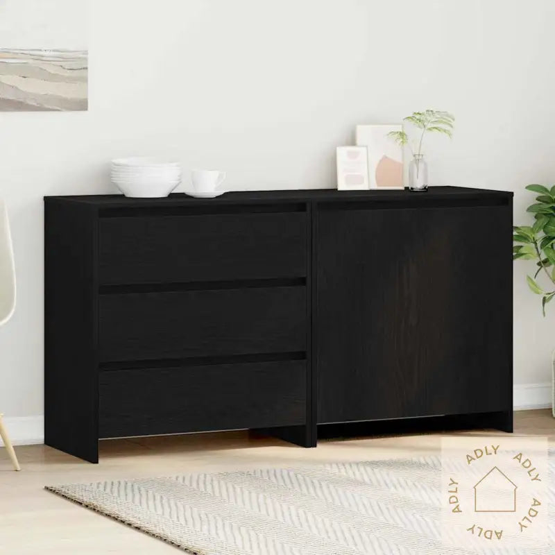 2-Delt Sideboard I Svart Eikefiner