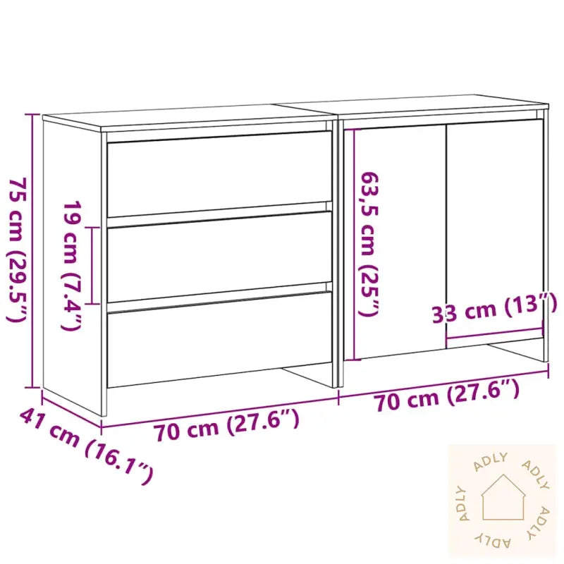 2-Delt Sideboard I Svart Eikefiner
