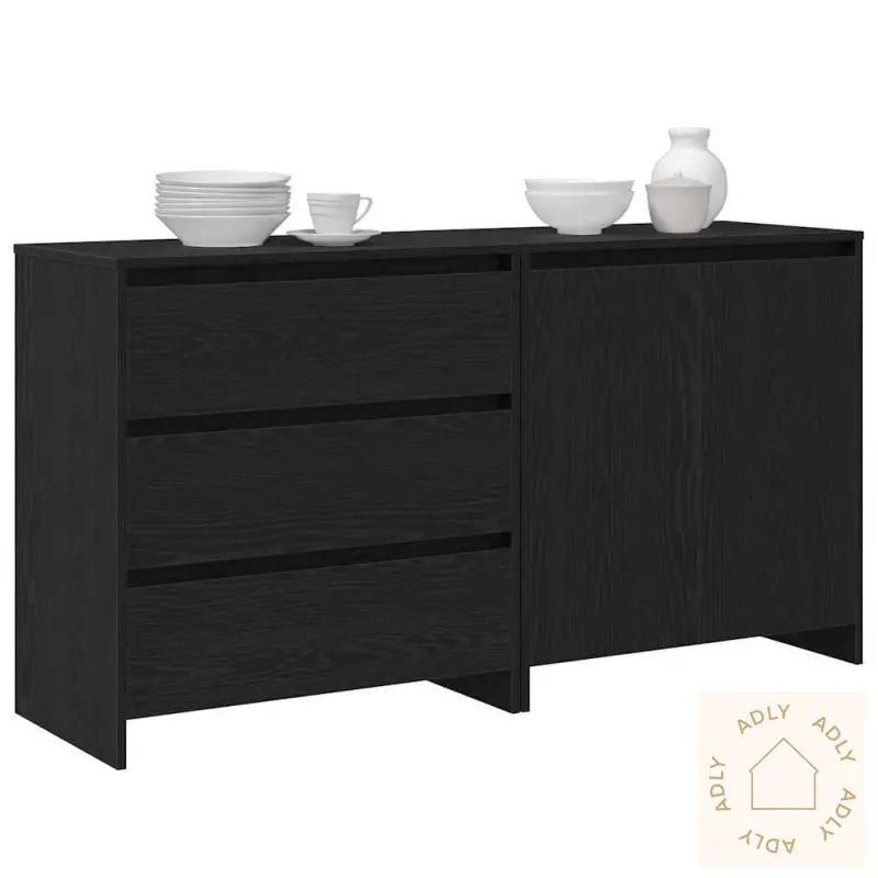 2-Delt Sideboard I Svart Eikefiner