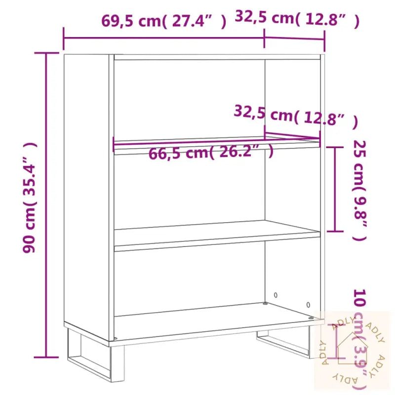 Hylle Betonggrå 69,5X32,5X90 Cm Konstruert Tre