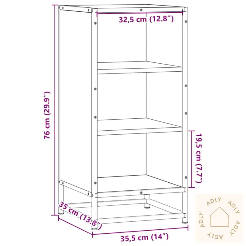 Skjenk Svart 35,5X35X76 Cm Konstruert Tre Og Metall
