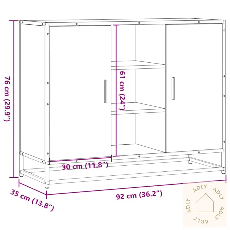 Skjenk Røkt Eik 92X35X76 Cm Konstruert Tre