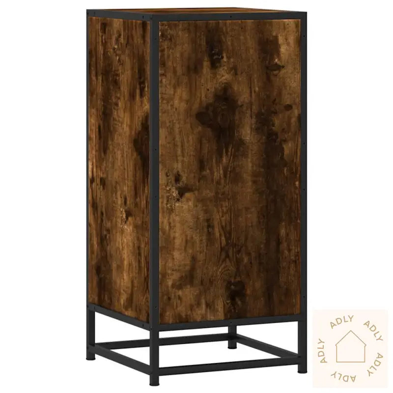 Skjenk Røkt Eik 35,5X35X76 Cm Konstruert Tre Og Metall