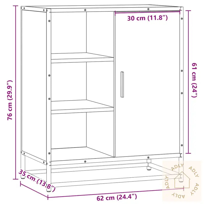 Skjenk Røkt Eik 62X35X76 Cm Konstruert Tre