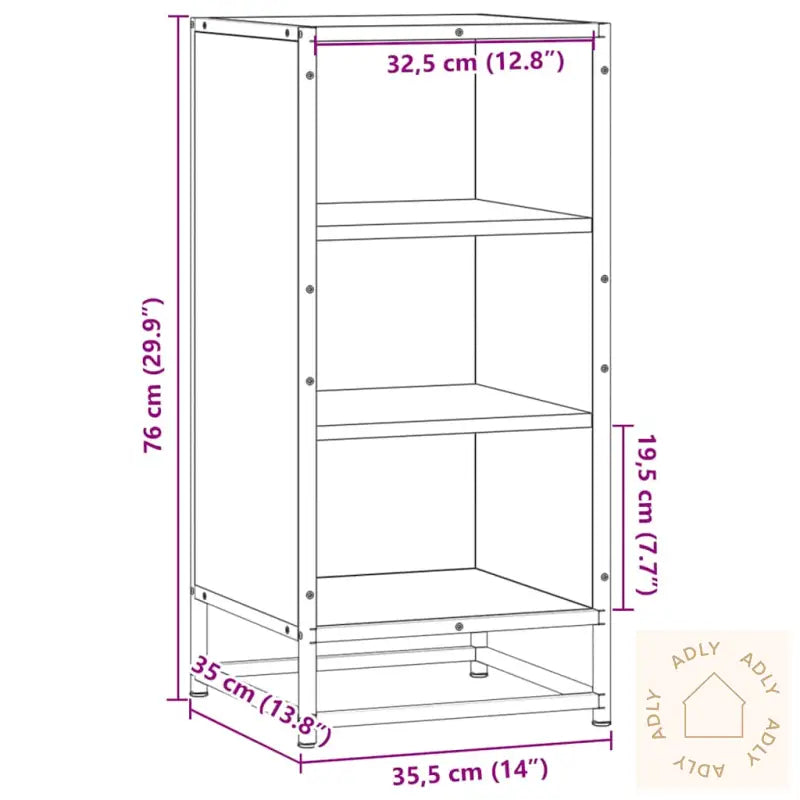 Skjenk Røkt Eik 35,5X35X76 Cm Konstruert Tre Og Metall