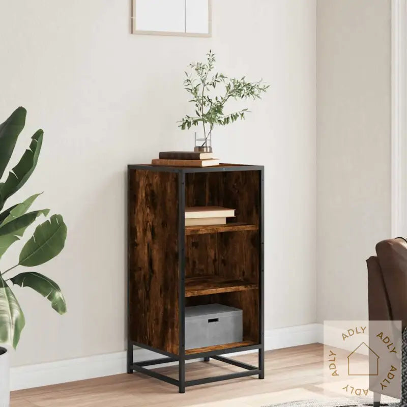 Skjenk Røkt Eik 35,5X35X76 Cm Konstruert Tre Og Metall