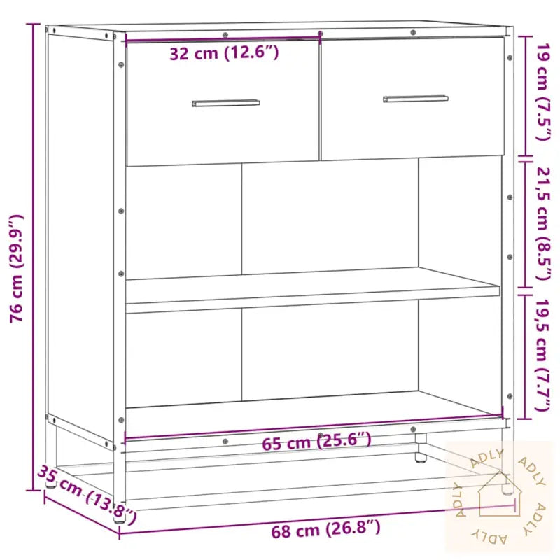 Skjenk Svart 68X35X76 Cm Konstruert Tre
