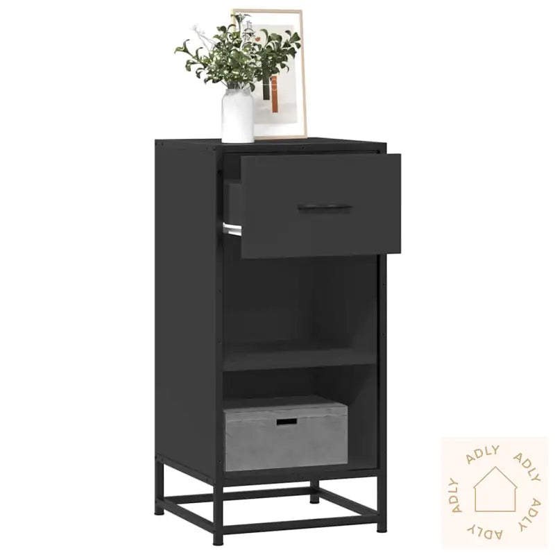 Skjenk Svart 35,5X35X76 Cm Konstruert Tre Og Metall