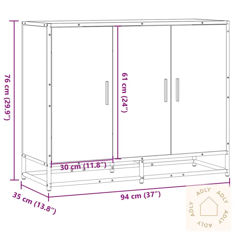 Skjenk Svart 94X35X76 Cm Konstruert Tre