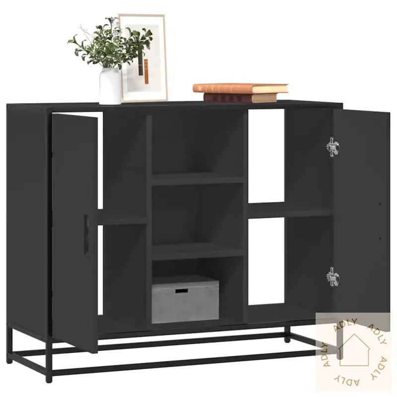 Skjenk Svart 92X35X76 Cm Konstruert Tre
