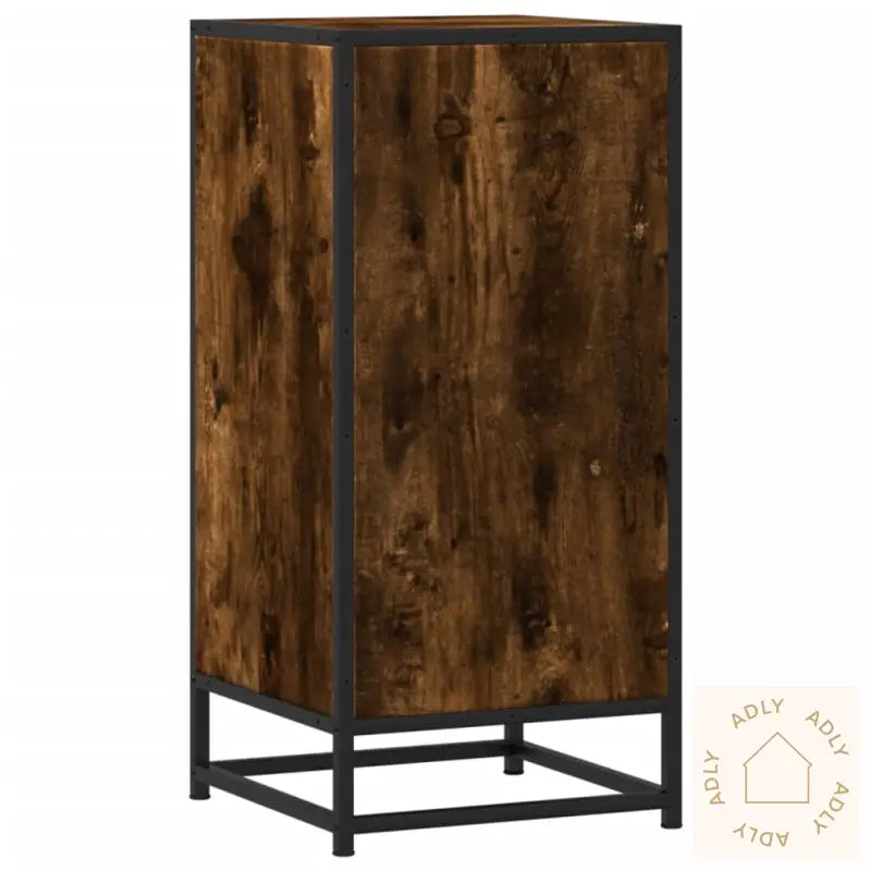 Skjenk Røkt Eik 35,5X35X76 Cm Konstruert Tre Og Metall