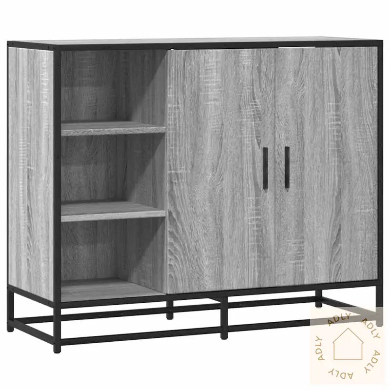 Skjenk Grå Sonoma Eik 92X35X76 Cm Konstruert Tre