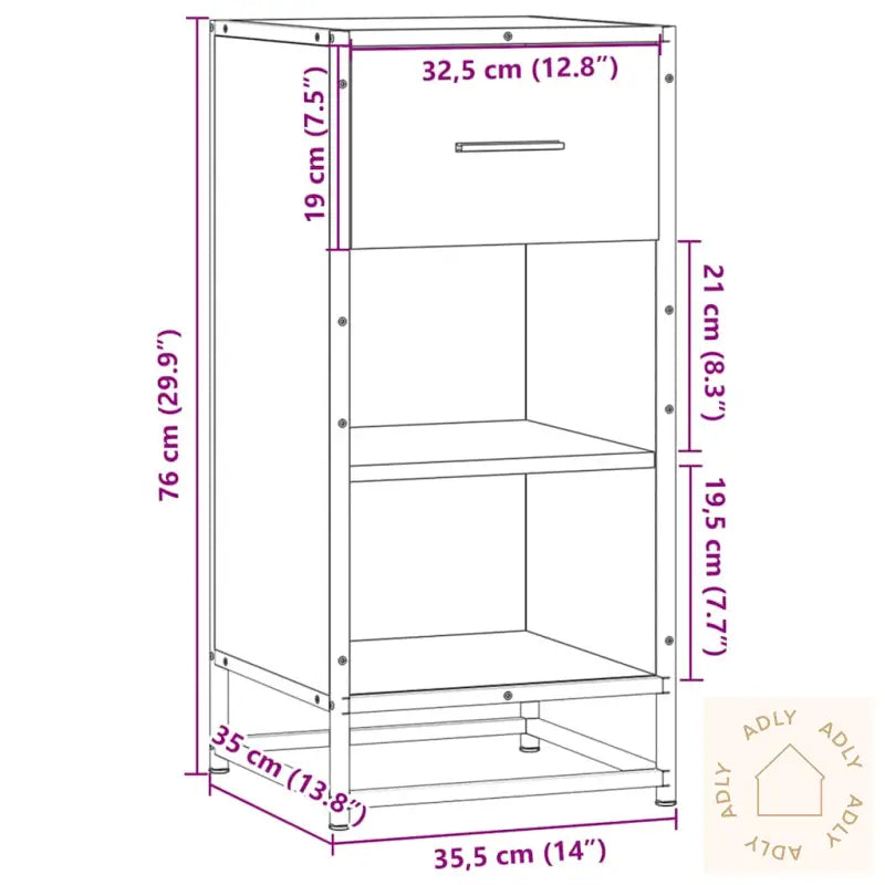 Skjenk Svart 35,5X35X76 Cm Konstruert Tre Og Metall