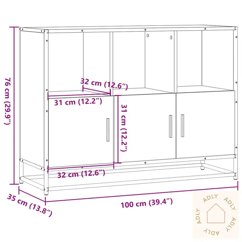 Skjenk Røkt Eik 100X35X76 Cm Konstruert Tre