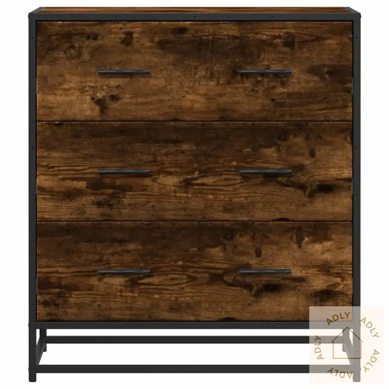 Skjenk Røkt Eik 68X35X76 Cm Konstruert Tre Og Metall