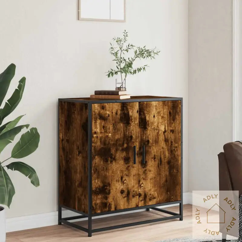 Skjenk Røkt Eik 68X35X76 Cm Konstruert Tre Og Metall