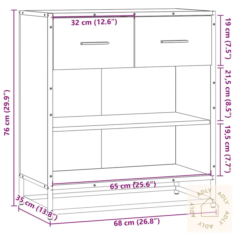 Skjenk Røkt Eik 68X35X76 Cm Konstruert Tre