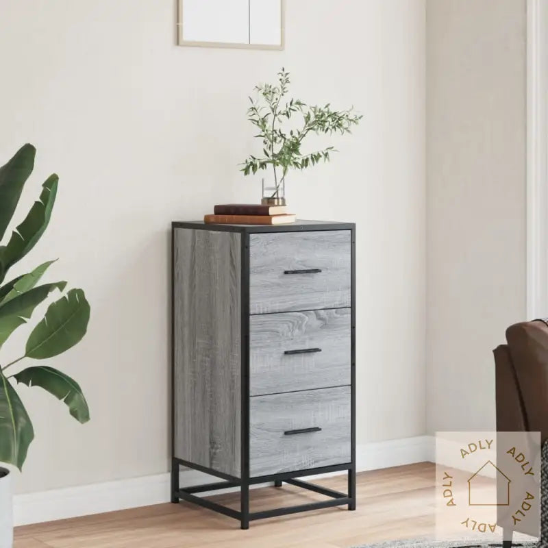 Skjenk Grå Sonoma 35,5X35X76 Cm Konstruert Tre Og Metall