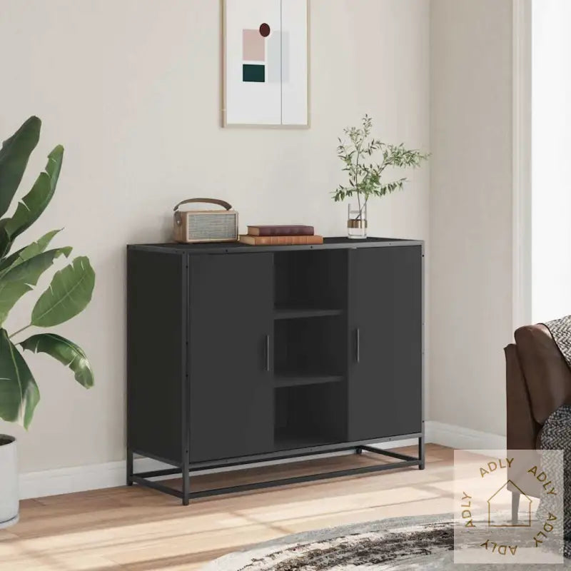 Skjenk Svart 92X35X76 Cm Konstruert Tre