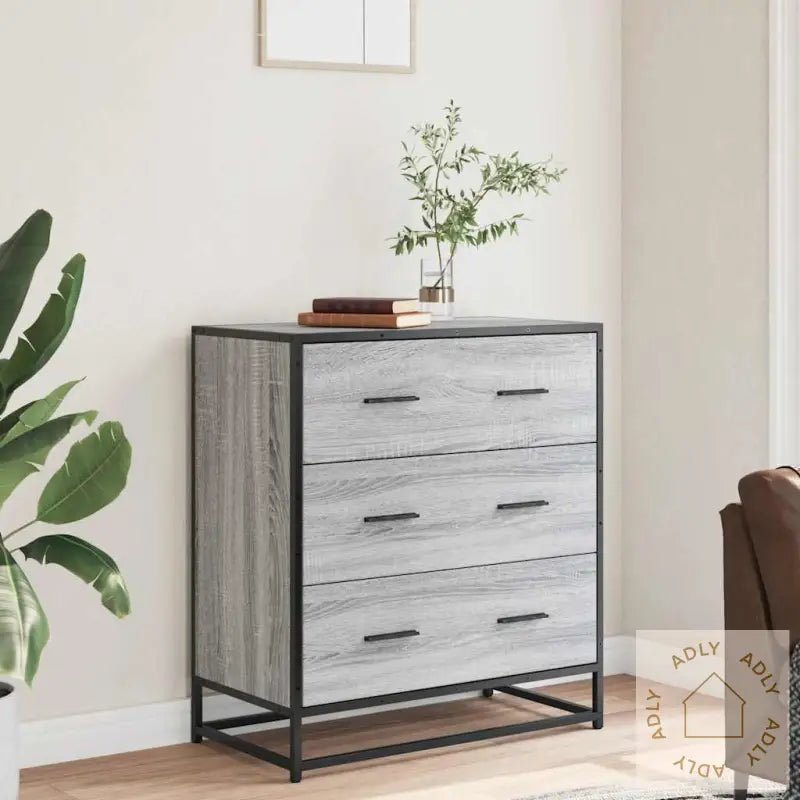 Skjenk Grå Sonoma 68X35X76 Cm Konstruert Tre Og Metall