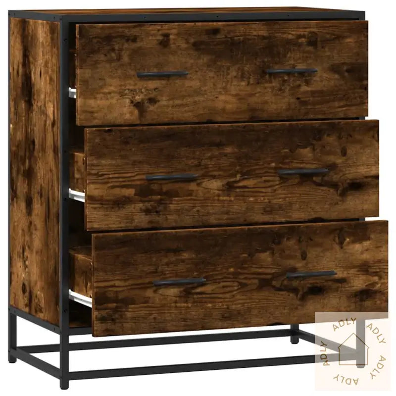 Skjenk Røkt Eik 68X35X76 Cm Konstruert Tre Og Metall