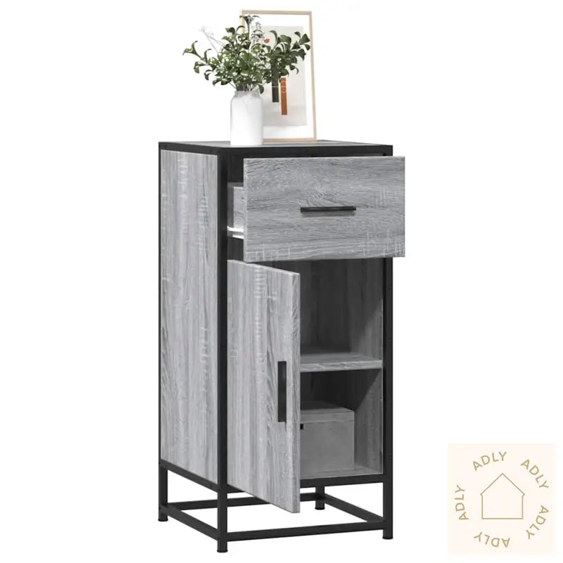 Skjenk Grå Sonoma 35,5X35X76 Cm Konstruert Tre Og Metall