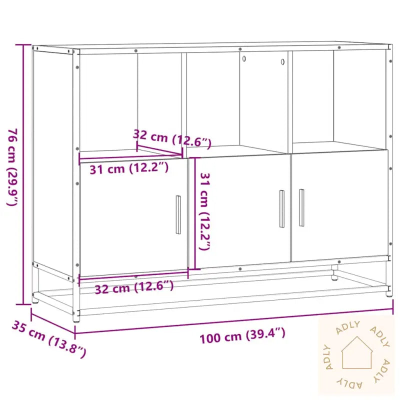 Skjenk Svart 100X35X76 Cm Konstruert Tre