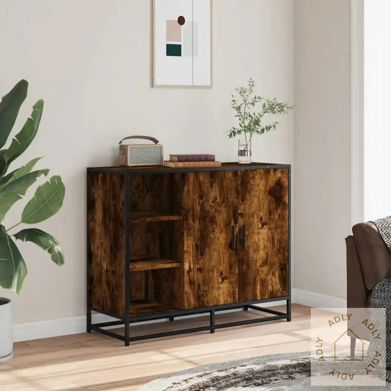 Skjenk Røkt Eik 92X35X76 Cm Konstruert Tre