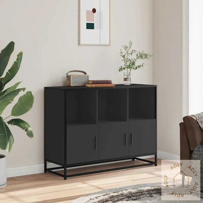 Skjenk Svart 100X35X76 Cm Konstruert Tre