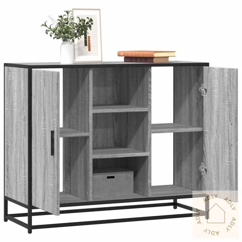 Skjenk Grå Sonoma Eik 92X35X76 Cm Konstruert Tre