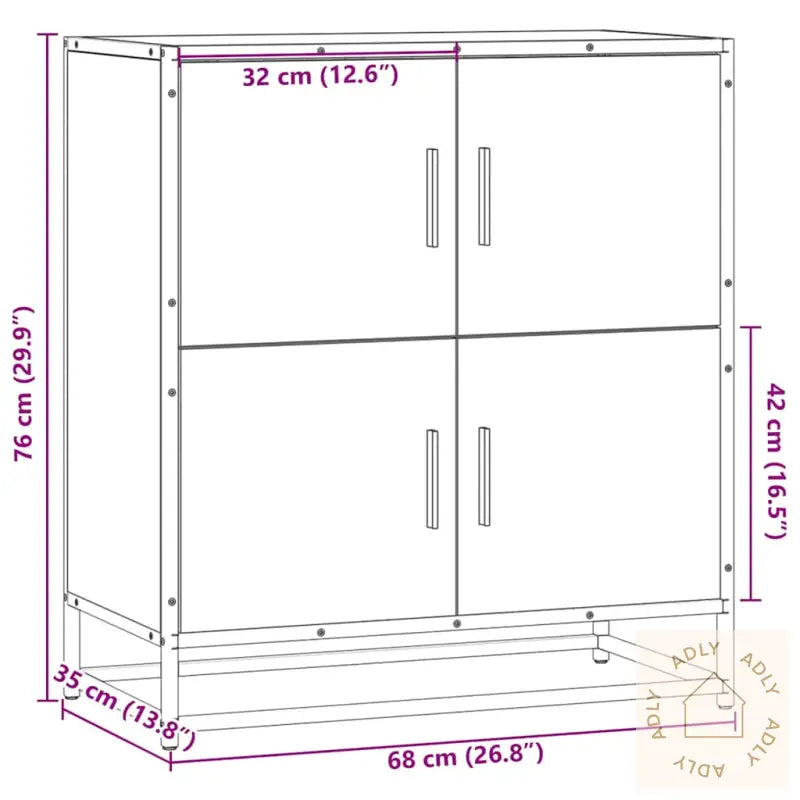 Skjenk Svart 68X35X76 Cm Konstruert Tre