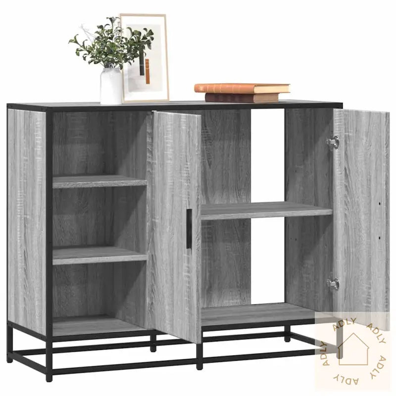Skjenk Grå Sonoma Eik 92X35X76 Cm Konstruert Tre
