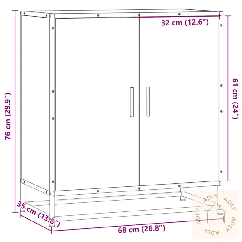 Skjenk Røkt Eik 68X35X76 Cm Konstruert Tre Og Metall