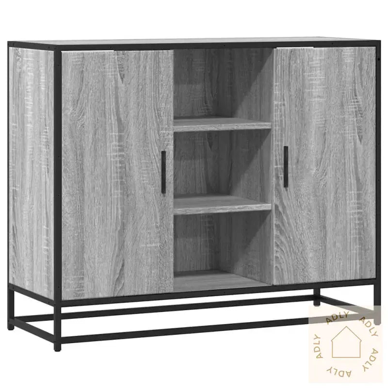 Skjenk Grå Sonoma Eik 92X35X76 Cm Konstruert Tre