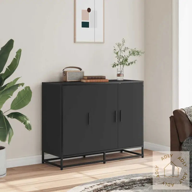 Skjenk Svart 94X35X76 Cm Konstruert Tre