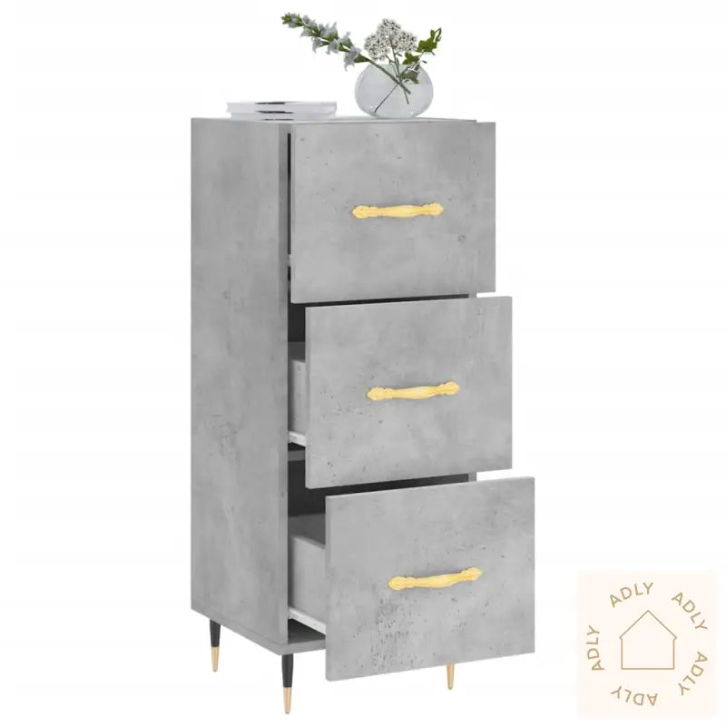 Skjenk Betonggrå 34,5X34X90 Cm Konstruert Tre