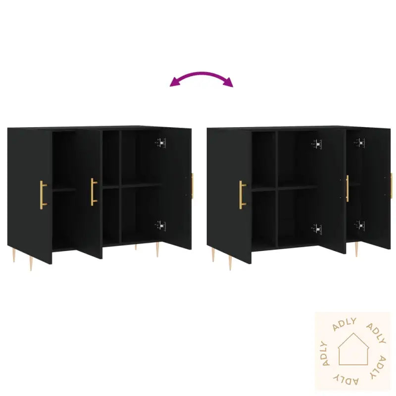 Skjenk Svart 90X34X80 Cm Konstruert Tre