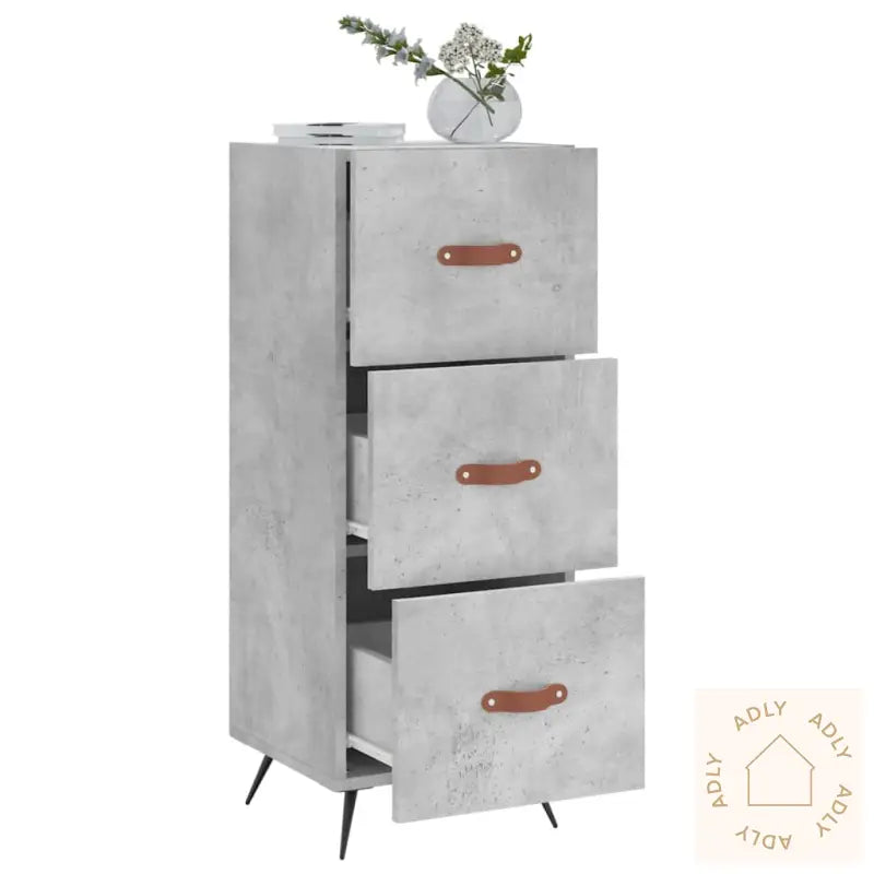 Skjenk Betonggrå 34,5X34X90 Cm Konstruert Tre