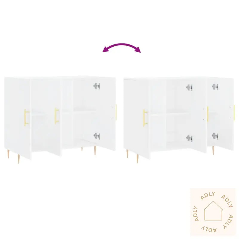 Skjenk Hvit 90X34X80 Cm Konstruert Tre