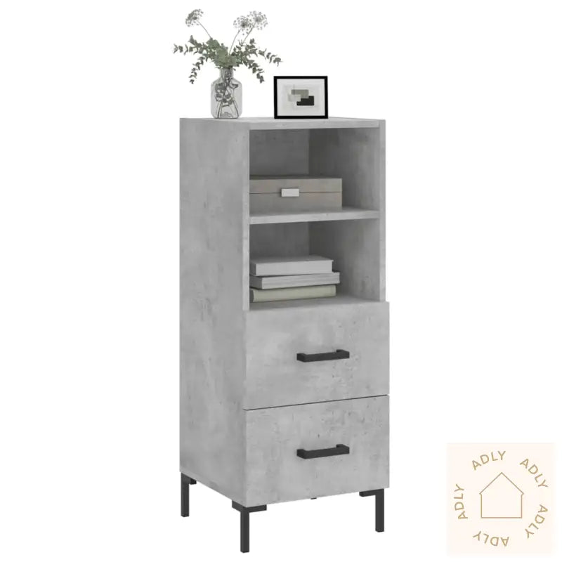 Skjenk Betonggrå 34,5X34X90 Cm Konstruert Tre