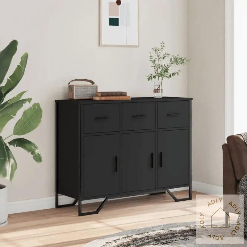 Skjenk Svart 97X32,5X74,5 Cm Konstruert Tre