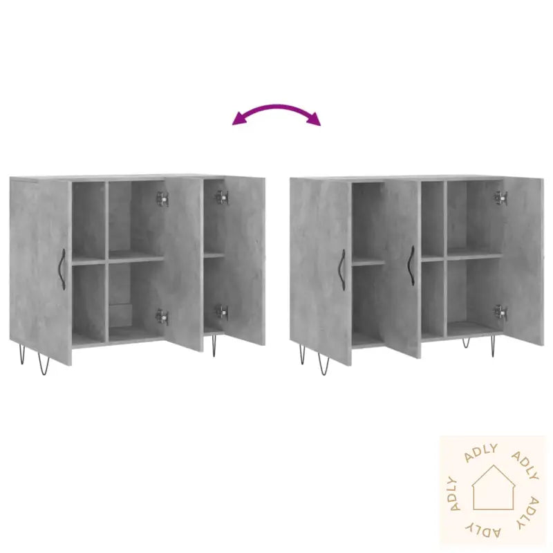 Skjenk Betonggrå 90X34X80 Cm Konstruert Tre