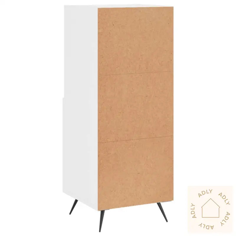 Skjenk Høyglans Hvit 34,5X34X90 Cm Konstruert Tre