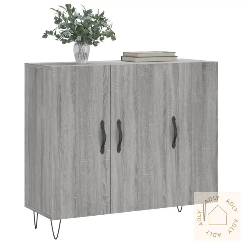 Skjenk Grå Sonoma 90X34X80 Cm Konstruert Tre