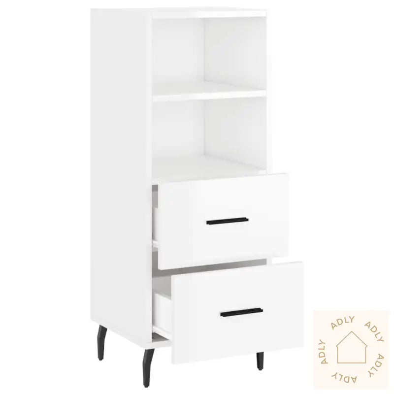 Skjenk Høyglans Hvit 34,5X34X90 Cm Konstruert Tre