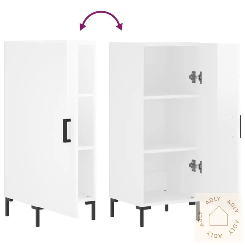 Skjenk Høyglans Hvit 34,5X34X90 Cm Konstruert Tre