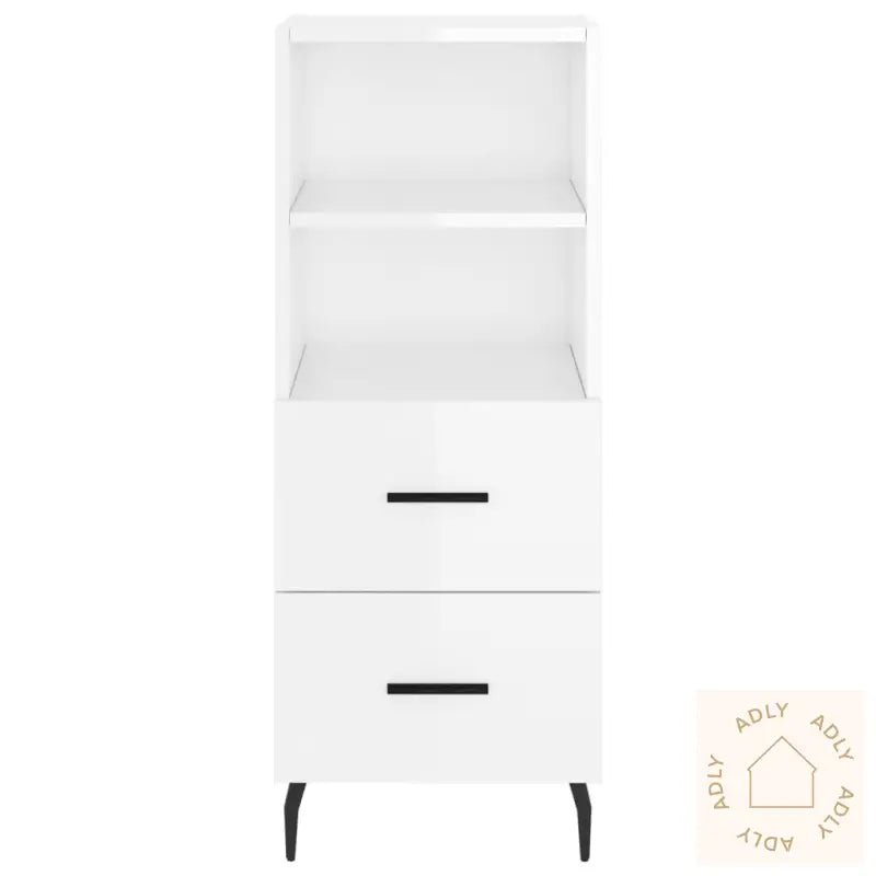 Skjenk Høyglans Hvit 34,5X34X90 Cm Konstruert Tre