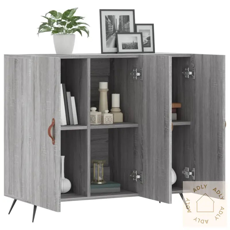 Skjenk Grå Sonoma 90X34X80 Cm Konstruert Tre