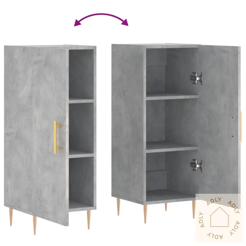 Skjenk Betonggrå 34,5X34X90 Cm Konstruert Tre